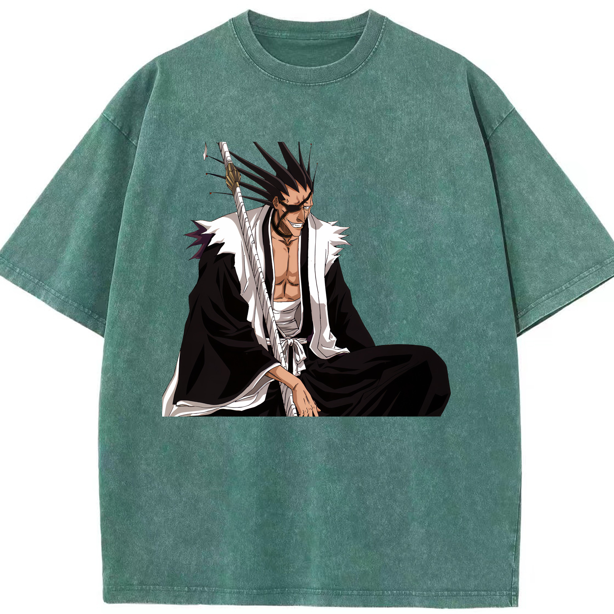 （画像用） ブリーチ ざらき けんぱち BLEACH Zaraki Kenpachi 綿100% ヴィンテージ風 半袖Tシャツ（フロントプリント）